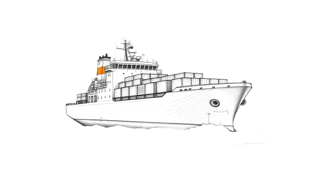 Sketch of a cargo ship